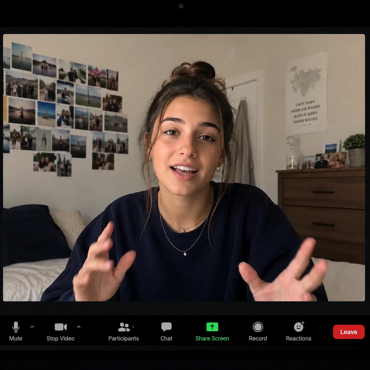 Student on a video chat from their dorm room